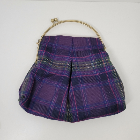 Little Thistle Handmade Purple Plaid Kiss Clasp Scottish Kilt Handbag NWT - Picture 4 of 6